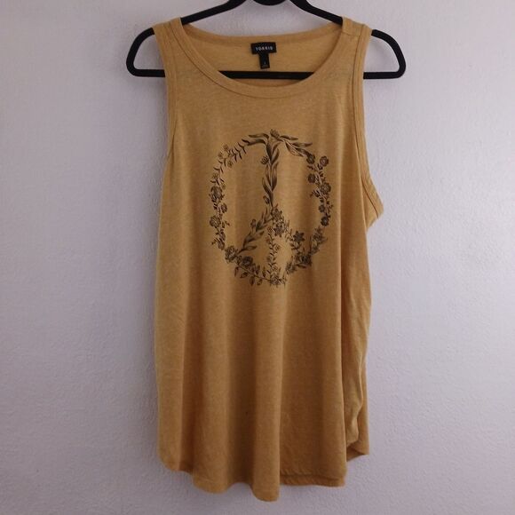 Torrid Peace Sign Yellow Triblend Jersey Tank size 1X - Picture 2 of 5
